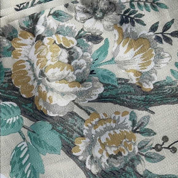 Laura Ashley Peacock Curtains 2 Panels Pole Top Floral Teal Cream 38 x 96 NEW - Picture 10 of 11